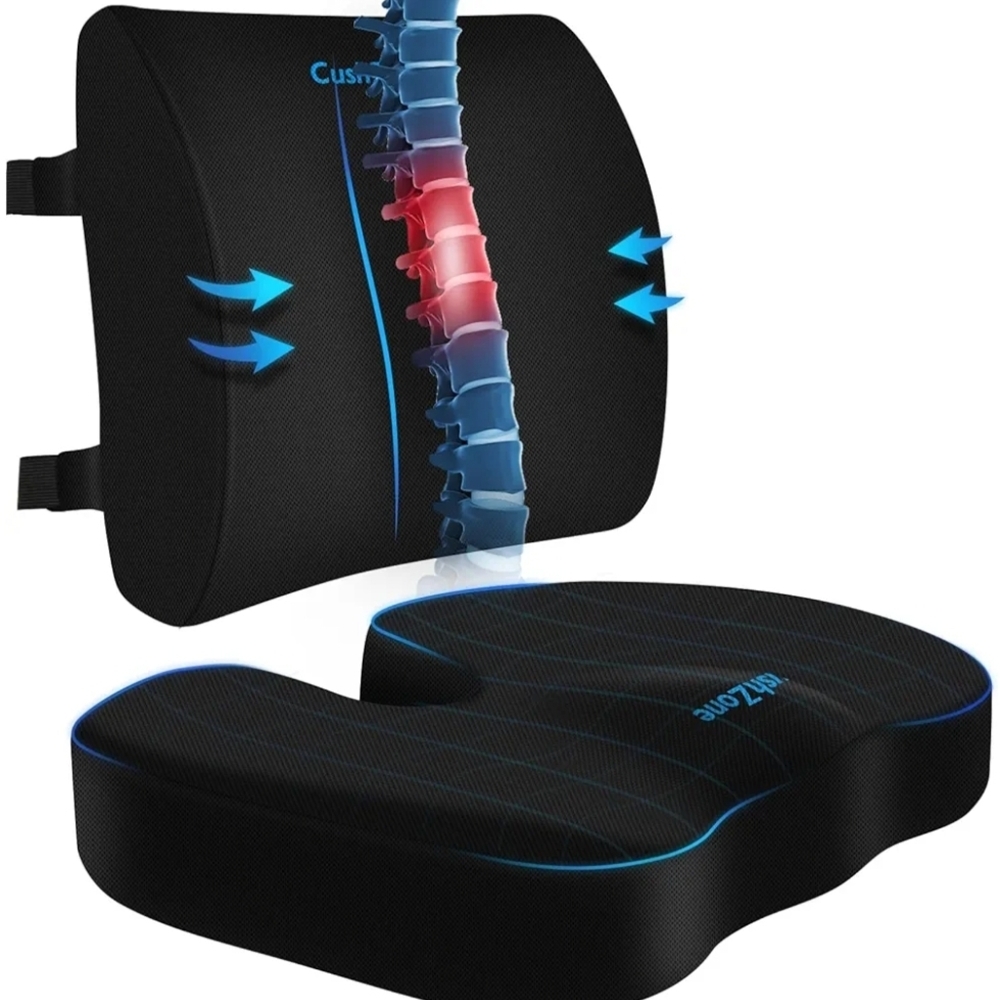 Black Lumbar Support Cushion Set